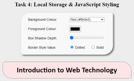 local storage and javascript styling